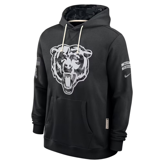 Men's Chicago Bears Black 2026 Salute to Service Sideline Dri-FIT Pullover Hoodie