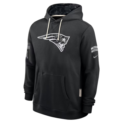 Men's New England Patriots Black 2026 Salute to Service Sideline Dri-FIT Pullover Hoodie
