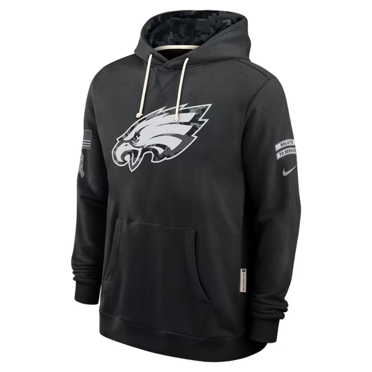 Men's Philadelphia Eagles Black 2026 Salute to Service Sideline Dri-FIT Pullover Hoodie