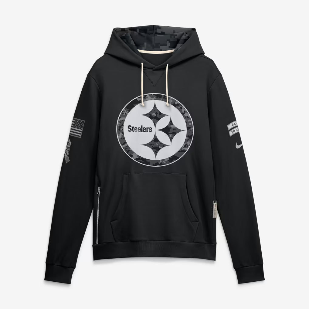 Men's Pittsburgh Steelers Black 2026 Salute to Service Sideline Dri-FIT Pullover Hoodie