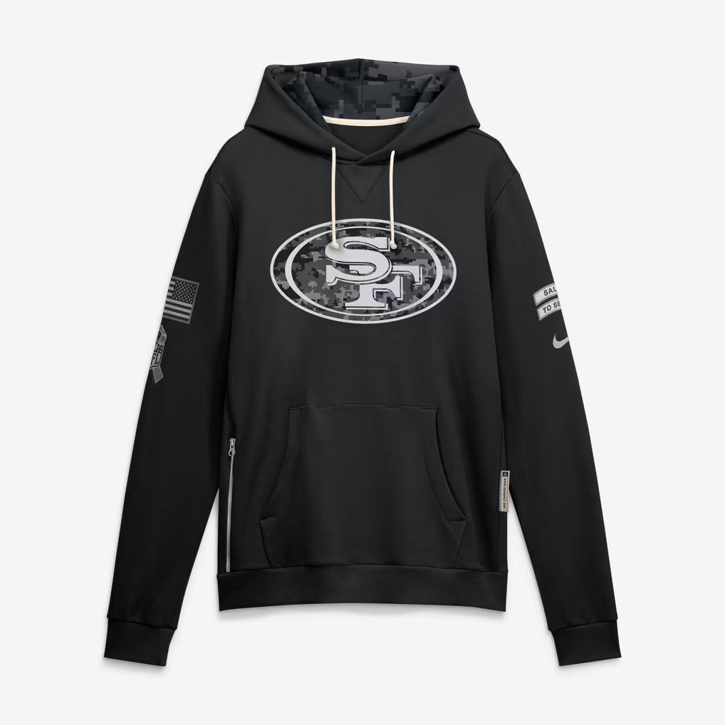 Men's San Francisco 49ers Black 2026 Salute to Service Sideline Dri-FIT Pullover Hoodie
