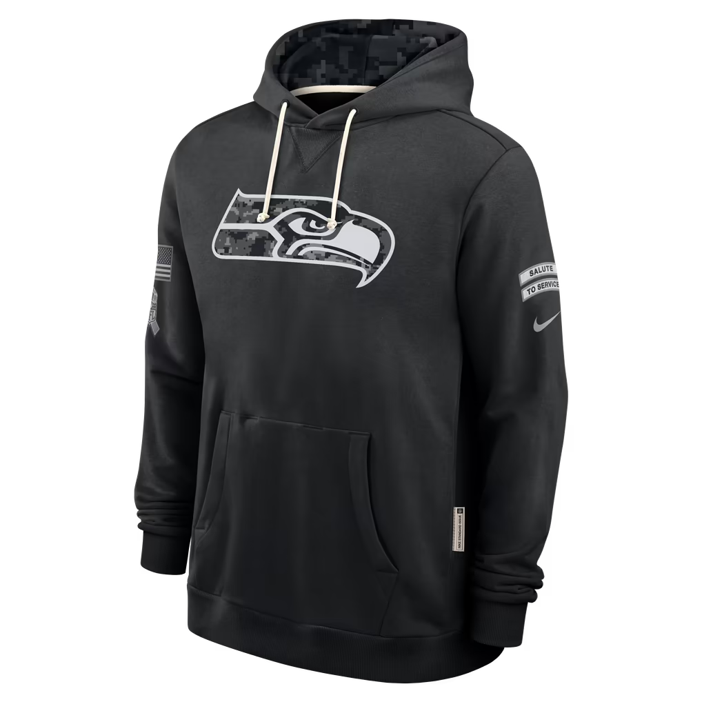 Men's Seattle Seahawks Black 2026 Salute to Service Sideline Dri-FIT Pullover Hoodie