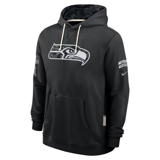 Men's Seattle Seahawks Black 2026 Salute to Service Sideline Dri-FIT Pullover Hoodie