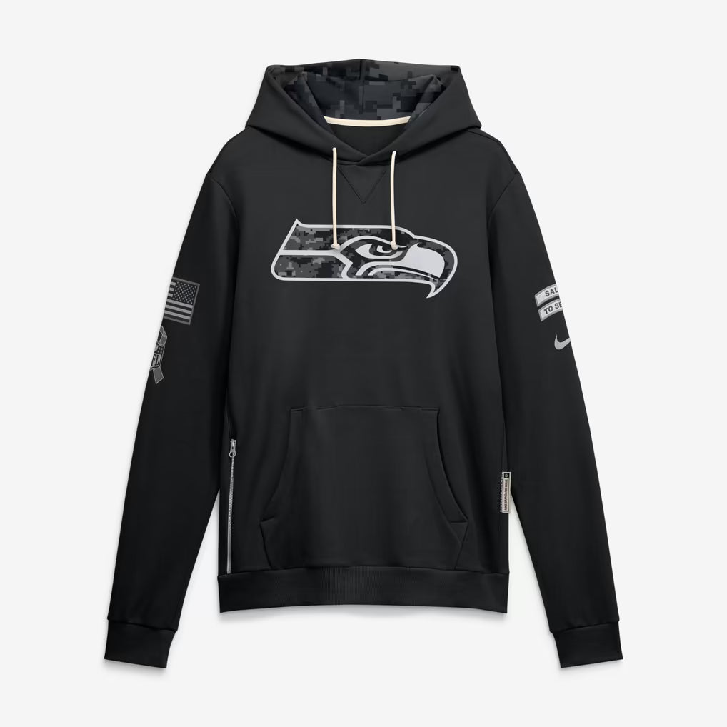Men's Seattle Seahawks Black 2026 Salute to Service Sideline Dri-FIT Pullover Hoodie